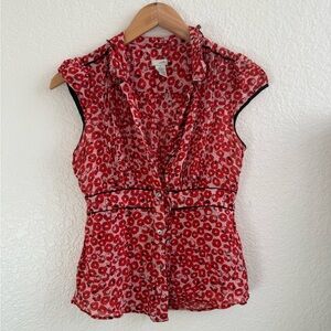 Anthropologie Red Floral Blouse
